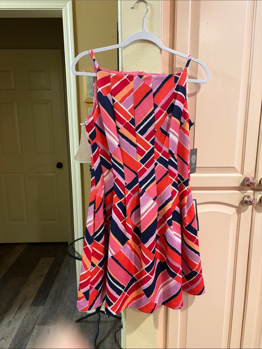 Vince Camuto Pink & Red Geometric Mini Dress